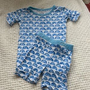 Little Sleepies Blue Rainbow Short-Sleeve Pajama Set